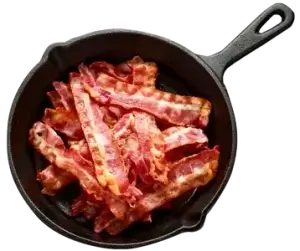 Frying pan with bacon