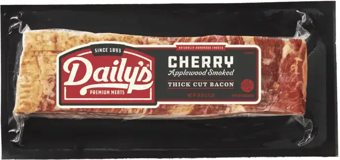 Cherry Applewood Smoked Thick Cut Bacon, 24 oz. package | Daily’s® Premium Meats