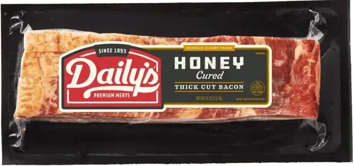 Honey Cured Thick Cut Bacon, 24 oz. package | Daily’s® Premium Meats